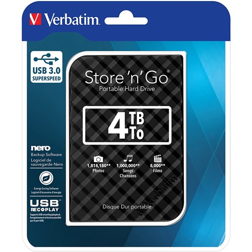 Verbatim USB 3.0 Store'n'Go 4TB Portable HDD