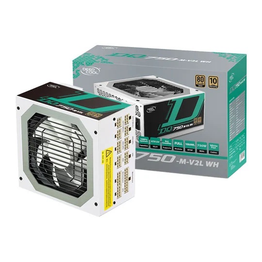 DeepCool DQ750-M-V2L WH 750W 80+ Gold Fully Modular ATX Power Supply Unit (PSU)